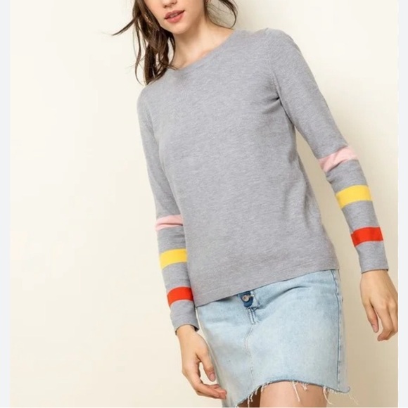 Thml Grey Sweater with Multi color stripes - Picture 1 of 5